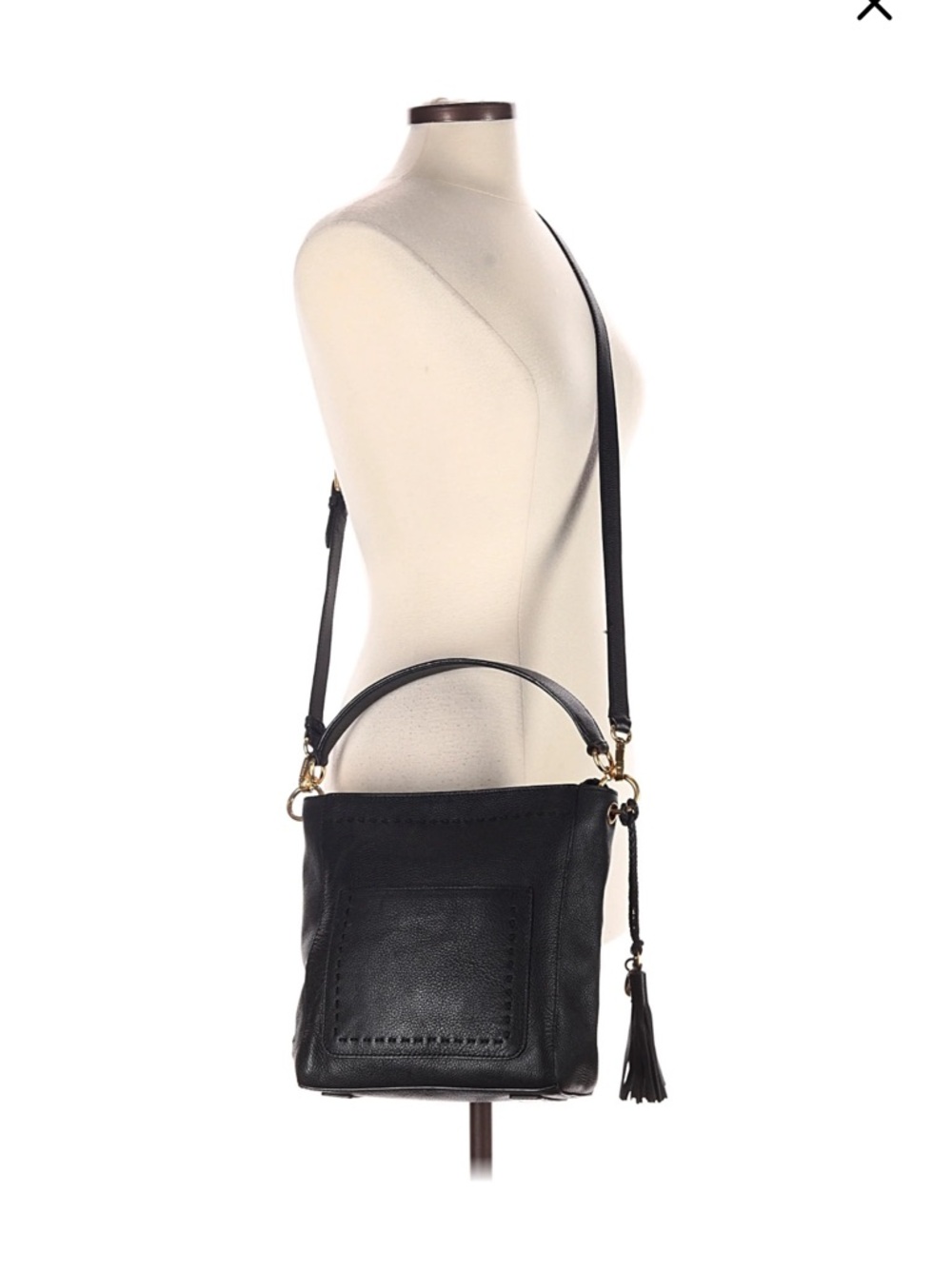Cole Haan Black Leather Pebble Crossbody Shoulder Saddle Bag